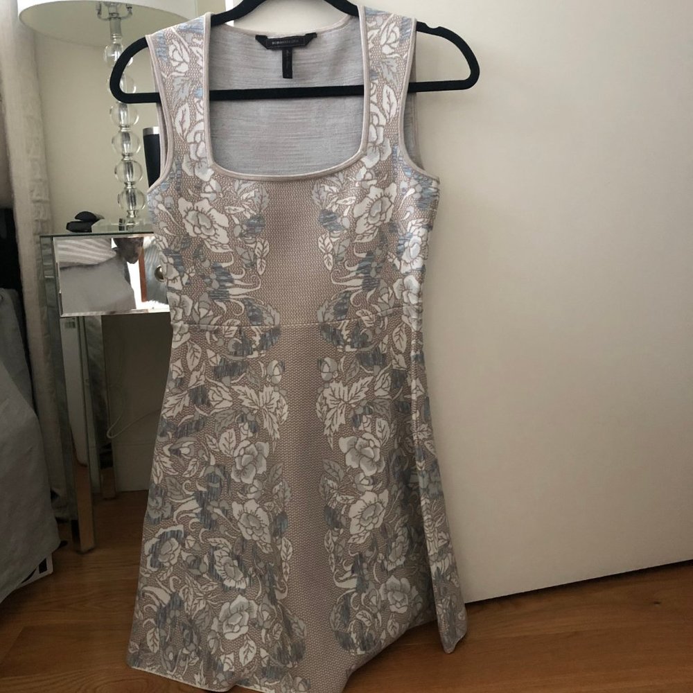 BCBG Grey and Blue Cocktail Dress